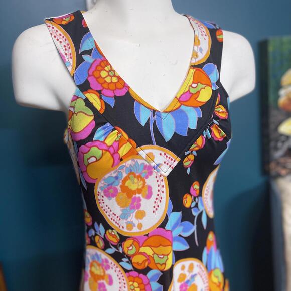 Vintage 1960s/70s Bani-Lon J. Bancroft & Sons Psychedelic Maxi Dress size XS/S - Picture 5 of 8